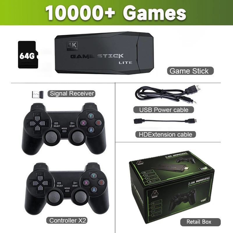 Console de Jeu Rétro – 10 000 Jeux Inclus, Manettes Sans Fil et Sortie HD 4K